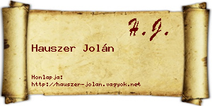 Hauszer Jolán névjegykártya